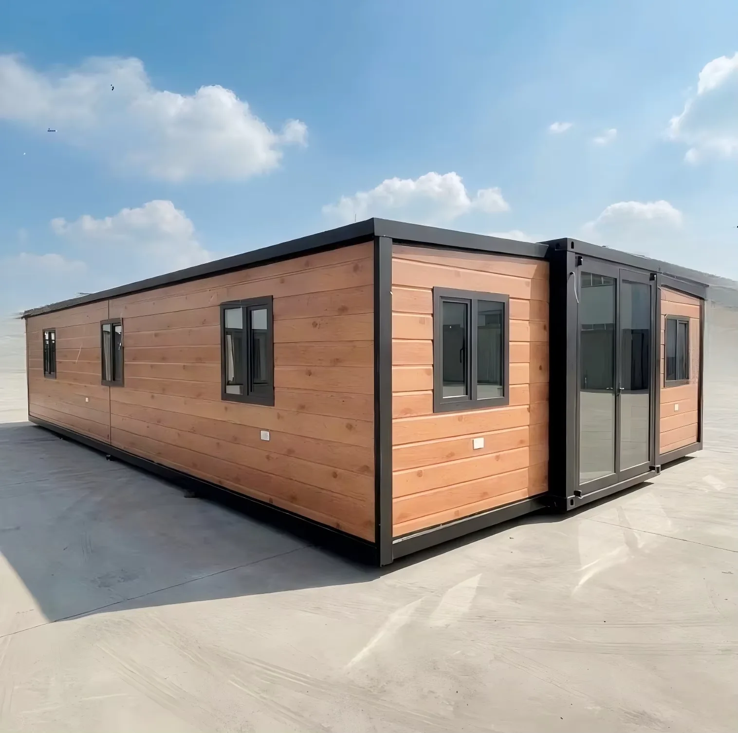 30 ft house exterior with three long-side windows