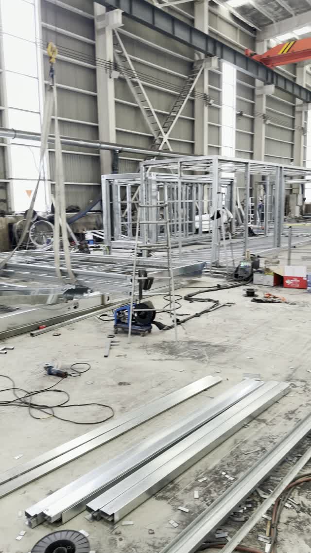 Steel frames in production