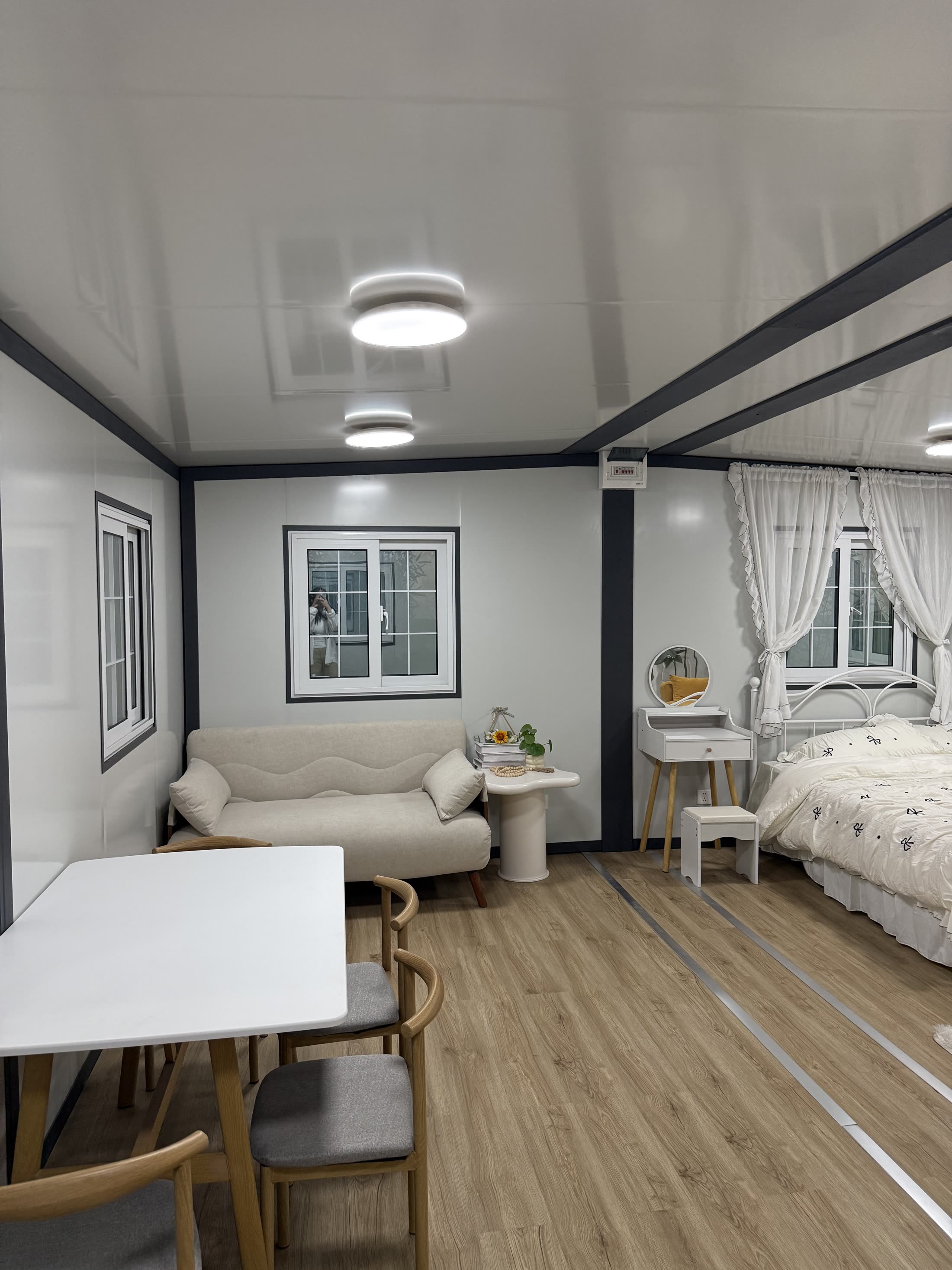 Living area in a supplied factory sample photograph